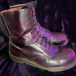 Men’s Dr Martens 1490 Docs rub off oxblood leather steel toe vintage 10.5